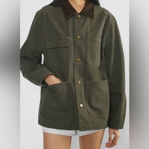 Aritzia Olive Utility Jacket with Brown Collar